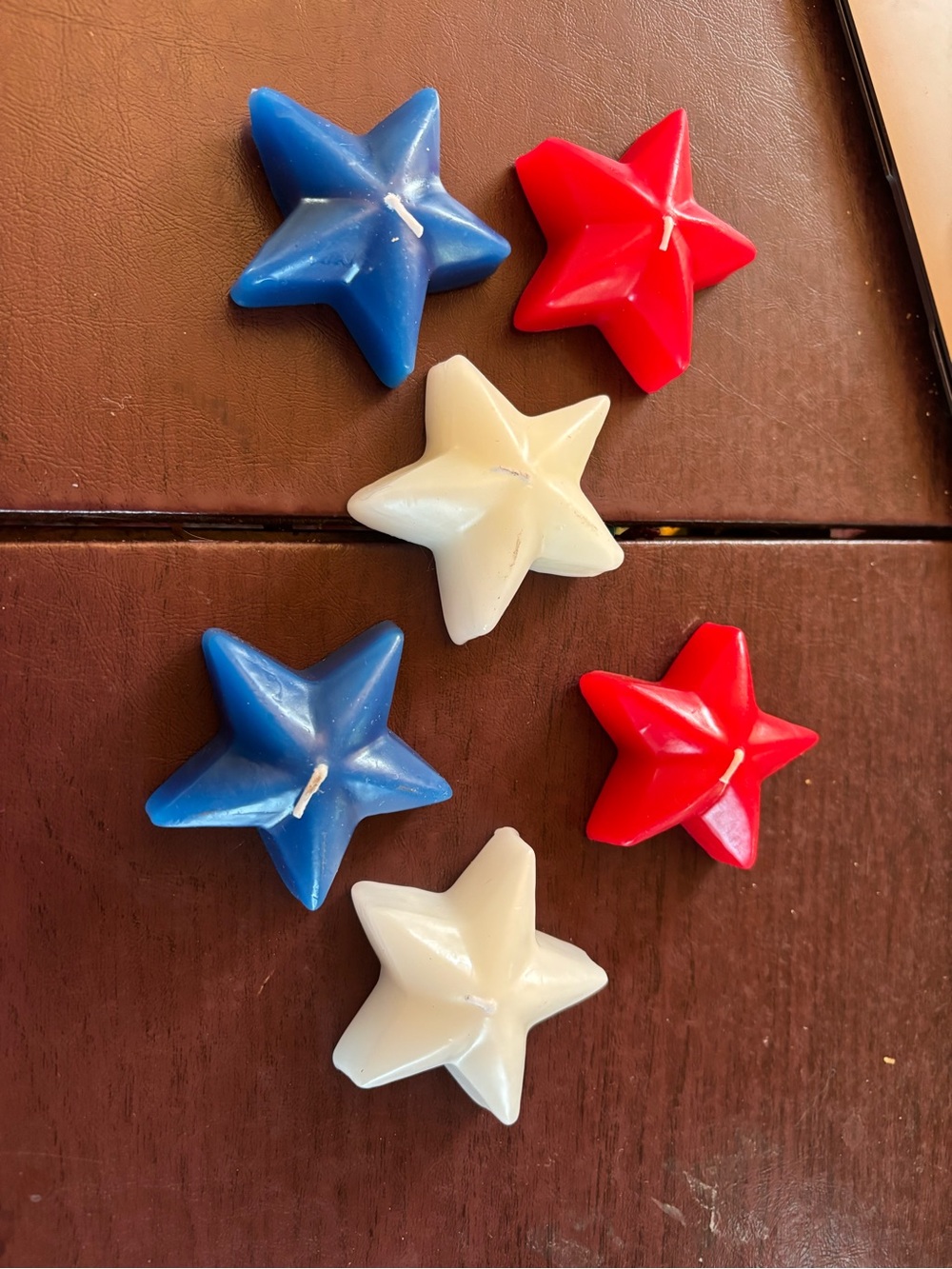 Vintage Eddie Bauer Americana Floating Star Candles - Red White Blue - Set of 6